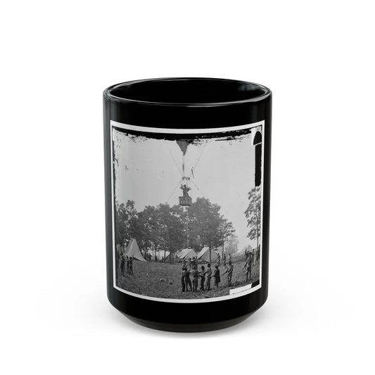 Fair Oaks, Va. Prof. Thaddeus S. Lowe Observing The Battle From His Balloon Intrepid (U.S. Civil War) Black Coffee Mug-15oz-Go Mug Yourself