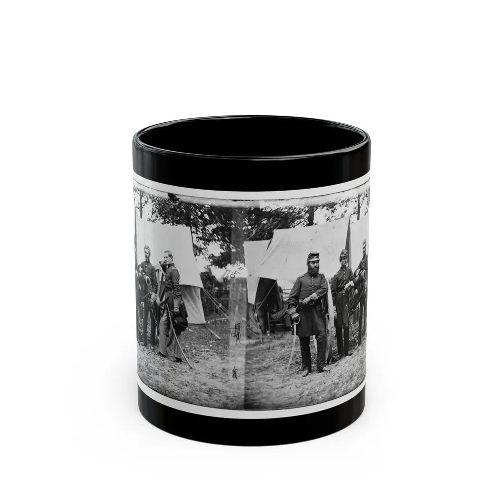 Fair Oaks, Va., Vicinity. Capt. James M. Robertson (Third From Left) And Officers (U.S. Civil War) Black Coffee Mug-11oz-Go Mug Yourself