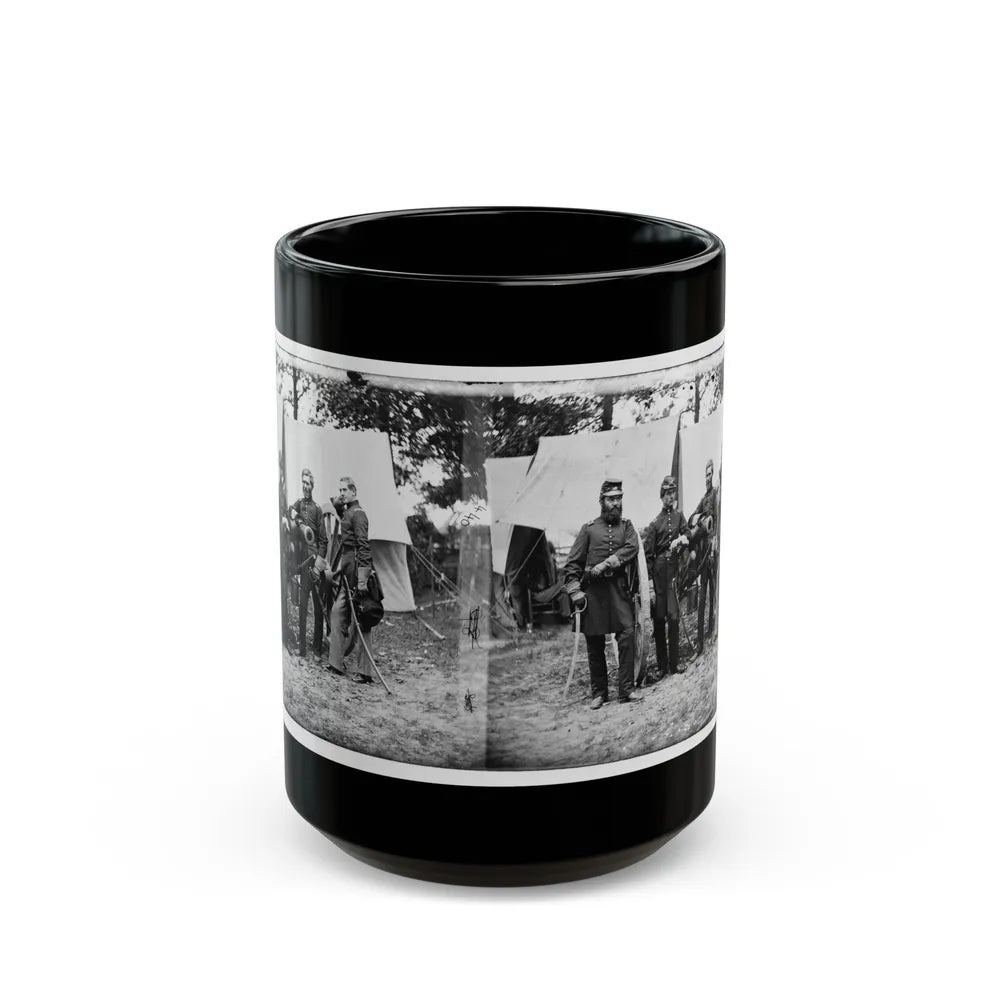 Fair Oaks, Va., Vicinity. Capt. James M. Robertson (Third From Left) And Officers (U.S. Civil War) Black Coffee Mug-15oz-Go Mug Yourself