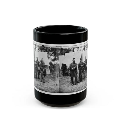 Fair Oaks, Va., Vicinity. Capt. James M. Robertson (Third From Left) And Officers (U.S. Civil War) Black Coffee Mug-15oz-Go Mug Yourself