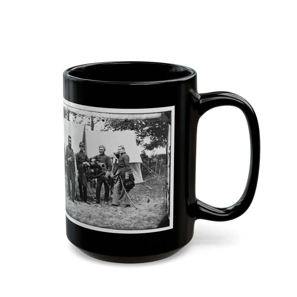 Fair Oaks, Va., Vicinity. Capt. James M. Robertson (Third From Left) And Officers (U.S. Civil War) Black Coffee Mug-Go Mug Yourself