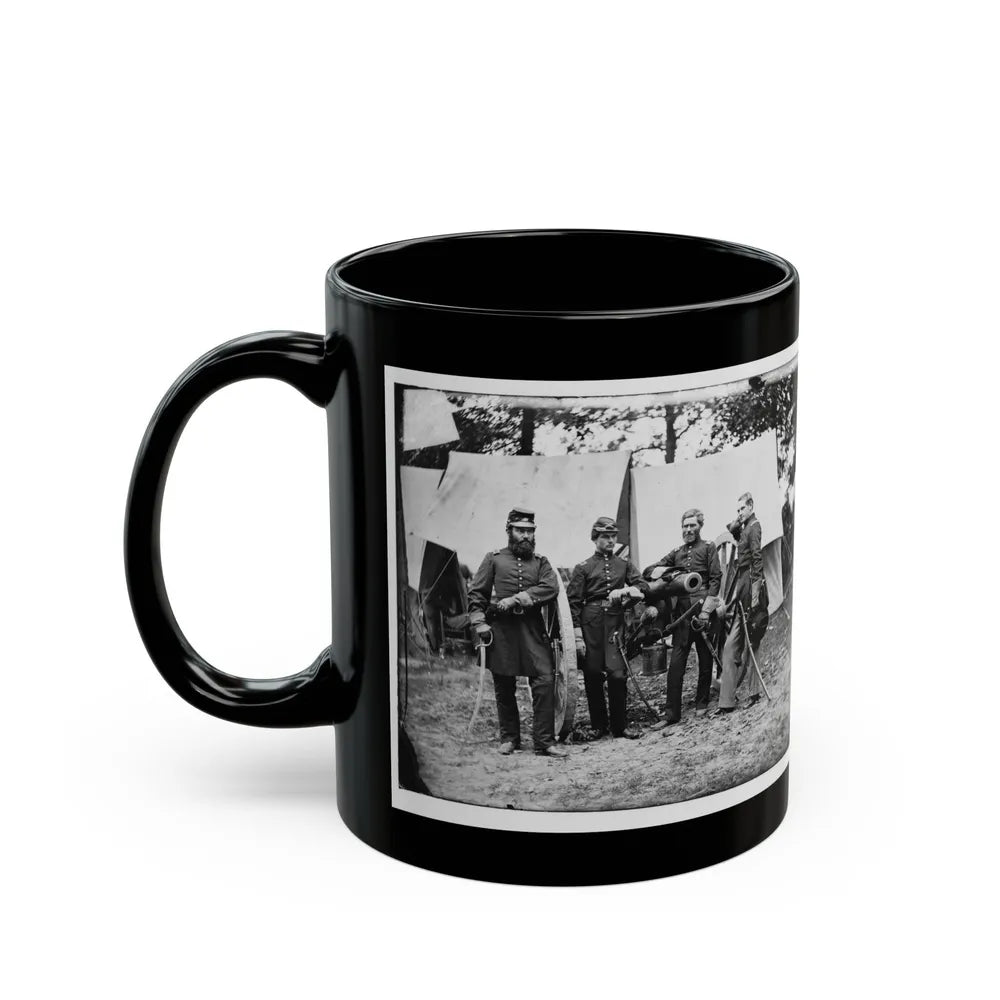 Fair Oaks, Va., Vicinity. Capt. James M. Robertson (Third From Left) And Officers (U.S. Civil War) Black Coffee Mug-Go Mug Yourself