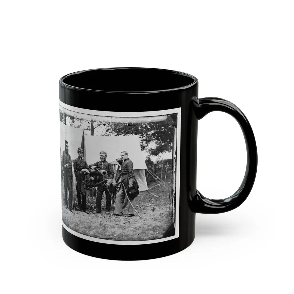 Fair Oaks, Va., Vicinity. Capt. James M. Robertson (Third From Left) And Officers (U.S. Civil War) Black Coffee Mug-Go Mug Yourself