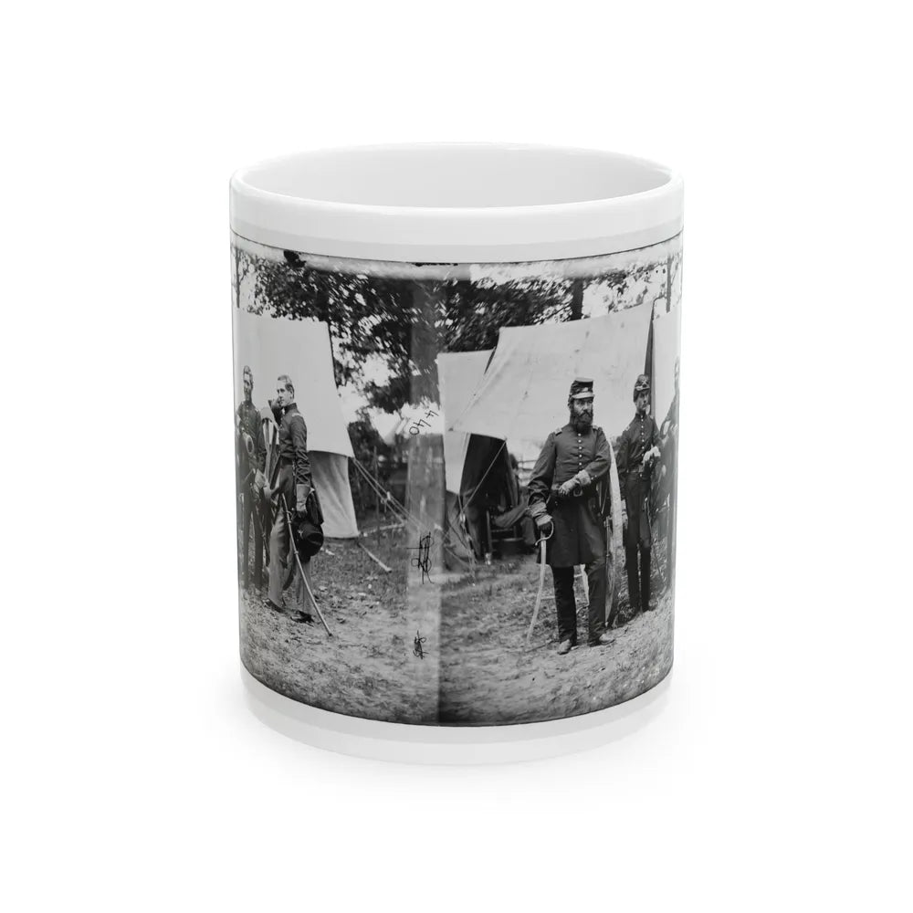 Fair Oaks, Va., Vicinity. Capt. James M. Robertson (Third From Left) And Officers (U.S. Civil War) White Coffee Mug-11oz-Go Mug Yourself