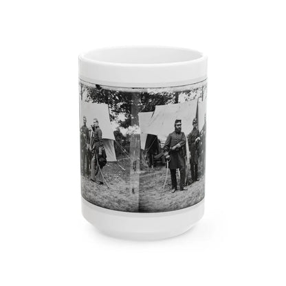 Fair Oaks, Va., Vicinity. Capt. James M. Robertson (Third From Left) And Officers (U.S. Civil War) White Coffee Mug-15oz-Go Mug Yourself