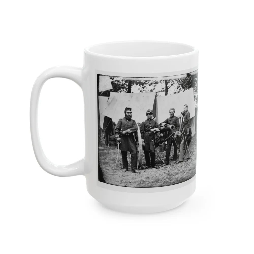 Fair Oaks, Va., Vicinity. Capt. James M. Robertson (Third From Left) And Officers (U.S. Civil War) White Coffee Mug-Go Mug Yourself