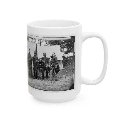 Fair Oaks, Va., Vicinity. Capt. James M. Robertson (Third From Left) And Officers (U.S. Civil War) White Coffee Mug-Go Mug Yourself