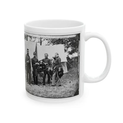 Fair Oaks, Va., Vicinity. Capt. James M. Robertson (Third From Left) And Officers (U.S. Civil War) White Coffee Mug-Go Mug Yourself