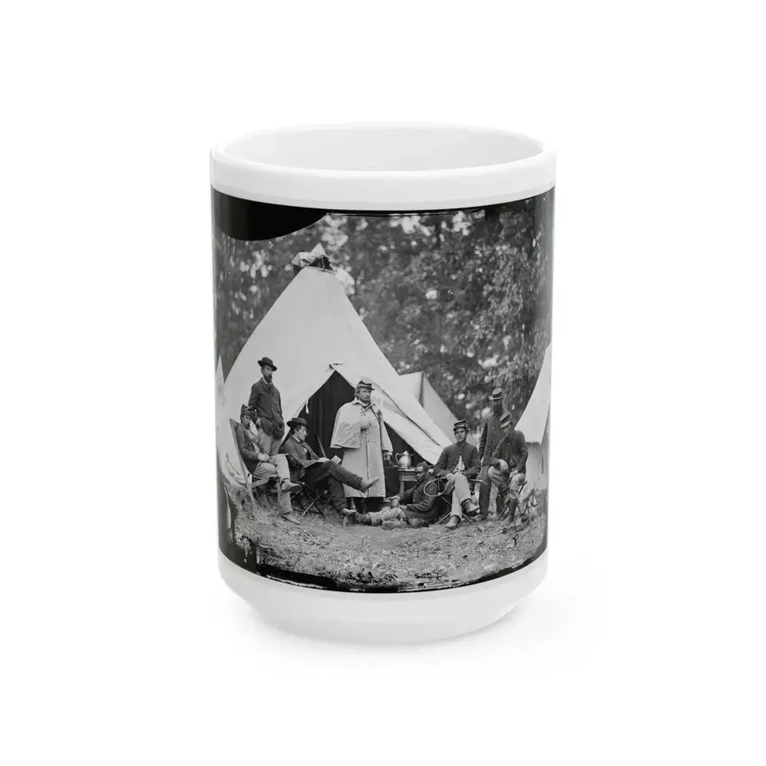 Fairfax Court House, Virginia. Capt. J.B. Howard, A.Q.M. And Group At Headquarters, Army Of The Potomac (U.S. Civil War) White Coffee Mug 15oz - Go Mug Yourself