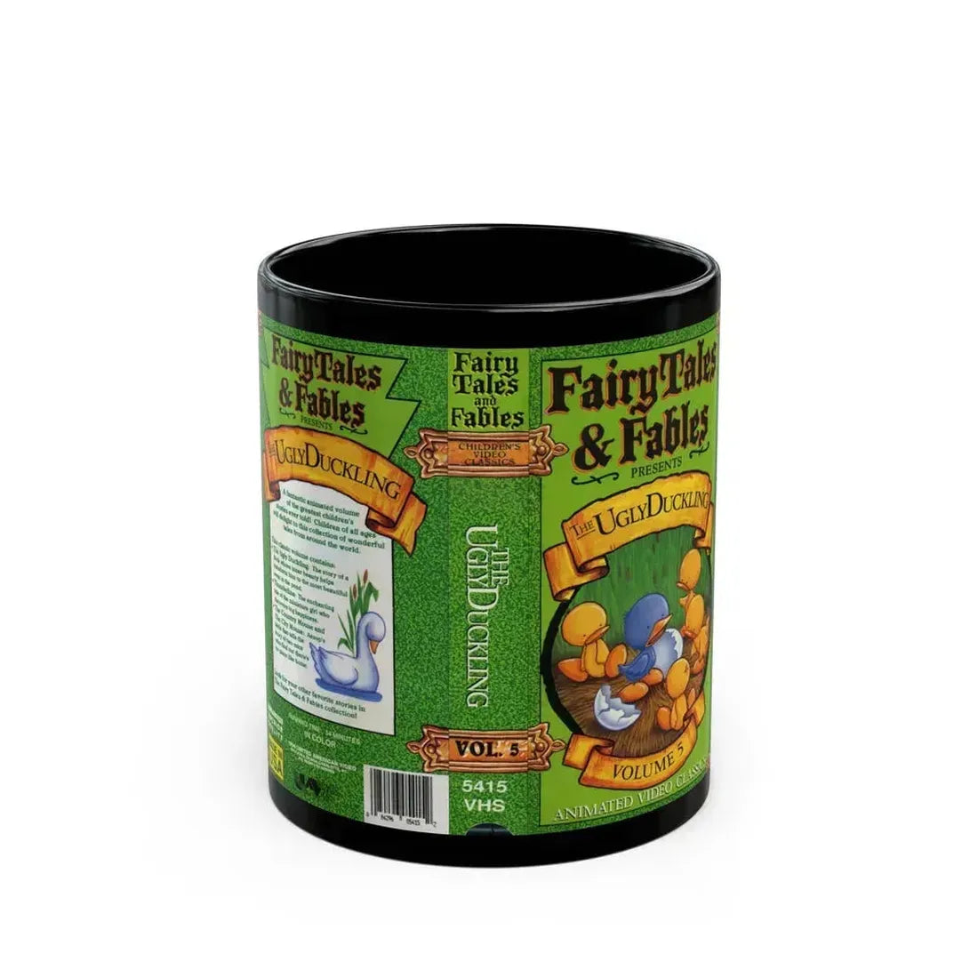FAIRY TALES AND FABLES PRESENTS THE UGLY DUCKLING (VHS COVER) - Black Coffee Mug 11oz - Go Mug Yourself