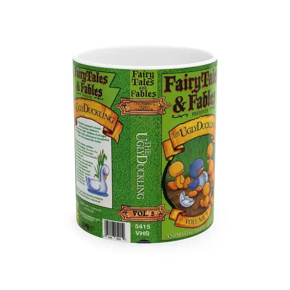 FAIRY TALES AND FABLES PRESENTS THE UGLY DUCKLING (VHS COVER) - White Coffee Mug 11oz - Go Mug Yourself