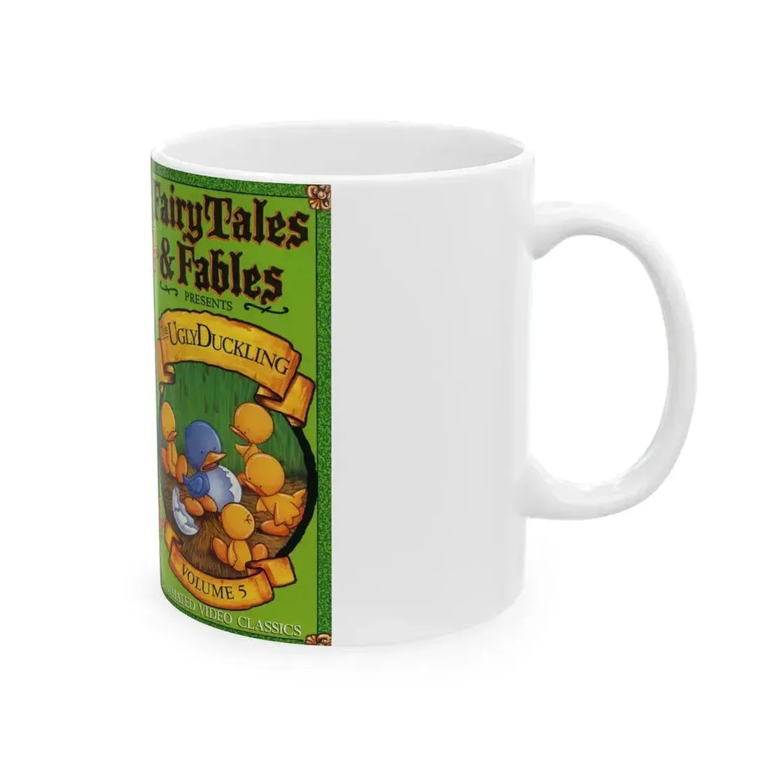 FAIRY TALES AND FABLES PRESENTS THE UGLY DUCKLING (VHS COVER) - White Coffee Mug - Go Mug Yourself
