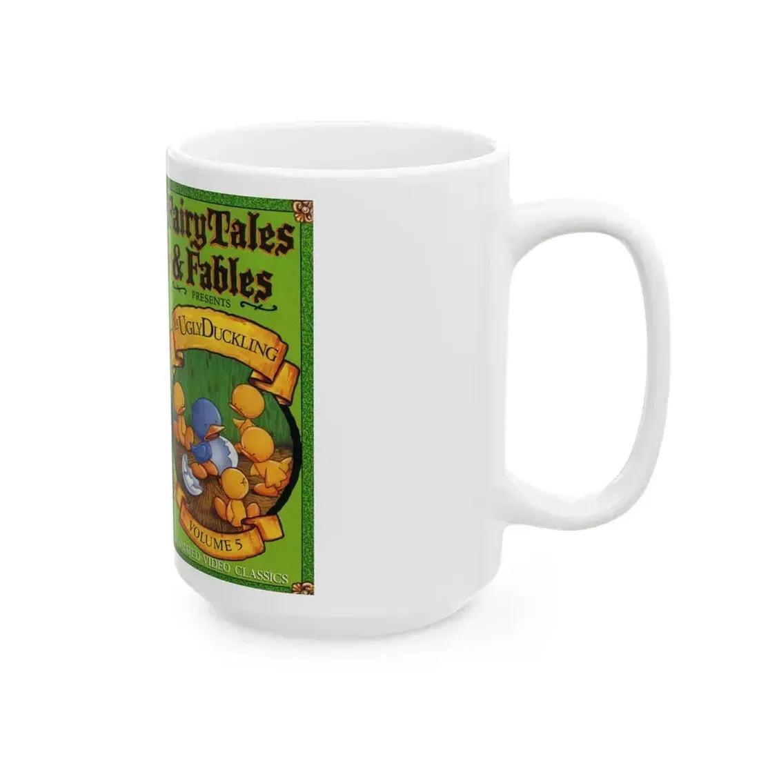 FAIRY TALES AND FABLES PRESENTS THE UGLY DUCKLING (VHS COVER) - White Coffee Mug - Go Mug Yourself