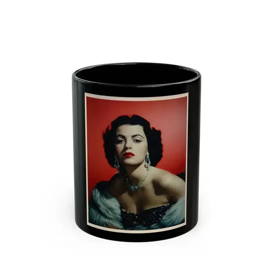Faith Domergue #01 - 8x10 Upper Body Head & Shoulder Color Glamour Photo (Vintage Female Icon) Black Coffee Mug 11oz - Go Mug Yourself