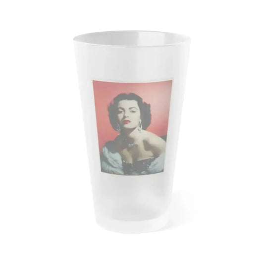 Faith Domergue #01 - 8x10 Upper Body Head & Shoulder Color Glamour Photo (Vintage Female Icon) Frosted Pint Glass 16oz 16oz Frosted - Go Mug Yourself