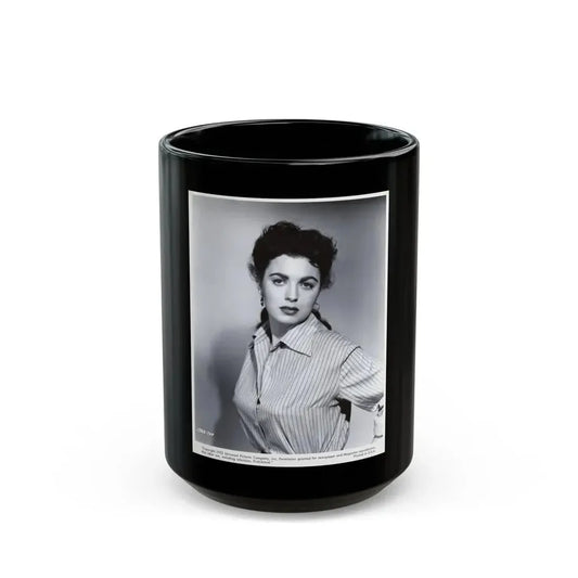 Faith Domergue #121 - Vintage B&W Upper Body Promo Photo from 1953 for a U-I Film as 7.5x9.5 1 (Vintage Female Icon) Black Coffee Mug 15oz - Go Mug Yourself