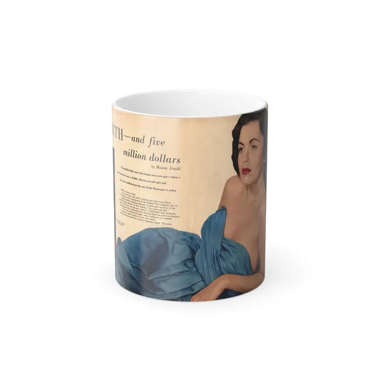 Faith Domergue #225 - 2-Page Color Magazine Centerfold on Pages 60 & 61 featuring, Faith from Photoplay Mag. March 1951 (Vintage Female Icon) Color Changing Mug 11oz 11oz - Go Mug Yourself