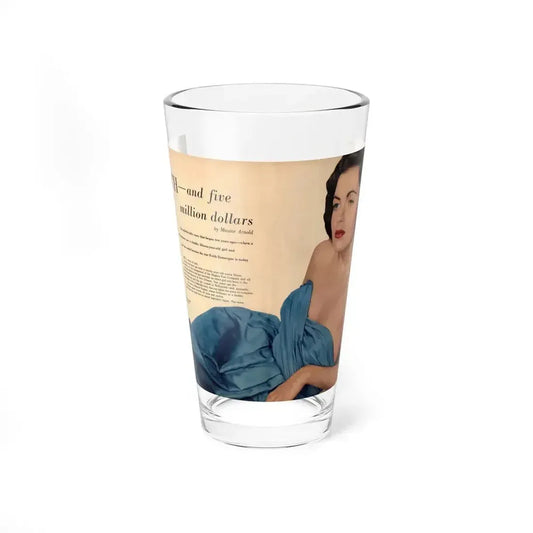 Faith Domergue #225 - 2-Page Color Magazine Centerfold on Pages 60 & 61 featuring, Faith from Photoplay Mag. March 1951 (Vintage Female Icon) Pint Glass 16oz 16oz - Go Mug Yourself
