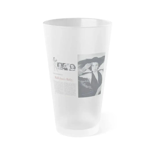 Faith Domergue #227 - Pages 58 & 59 Pages 1 & 2 of 14+1 B&W Photo & Long Article on her from Pageant Digest Mag. April '51 (Vintage Female Icon) Frosted Pint Glass 16oz 16oz Frosted - Go Mug Yourself