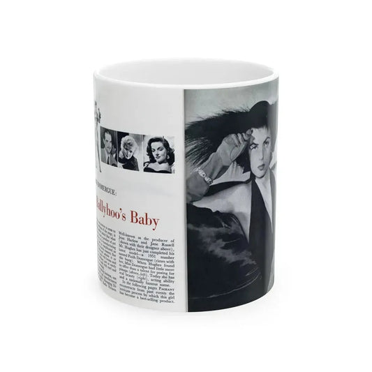 Faith Domergue #227 - [Pages 58 & 59] Pages 1 & 2 of 14+1 B&W Photo & Long Article on her from Pageant Digest Mag. April '51 (Vintage Female Icon) White Coffee Mug 11oz - Go Mug Yourself