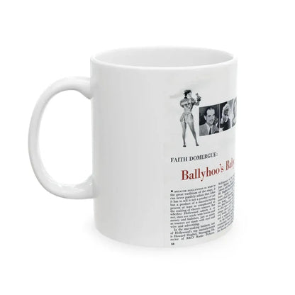 Faith Domergue #227 - [Pages 58 & 59] Pages 1 & 2 of 14+1 B&W Photo & Long Article on her from Pageant Digest Mag. April '51 (Vintage Female Icon) White Coffee Mug - Go Mug Yourself