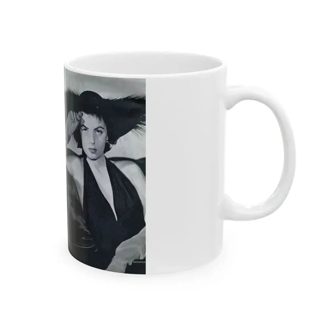 Faith Domergue #227 - [Pages 58 & 59] Pages 1 & 2 of 14+1 B&W Photo & Long Article on her from Pageant Digest Mag. April '51 (Vintage Female Icon) White Coffee Mug - Go Mug Yourself