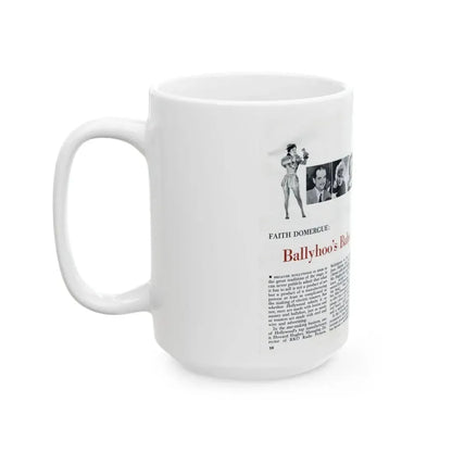 Faith Domergue #227 - [Pages 58 & 59] Pages 1 & 2 of 14+1 B&W Photo & Long Article on her from Pageant Digest Mag. April '51 (Vintage Female Icon) White Coffee Mug - Go Mug Yourself