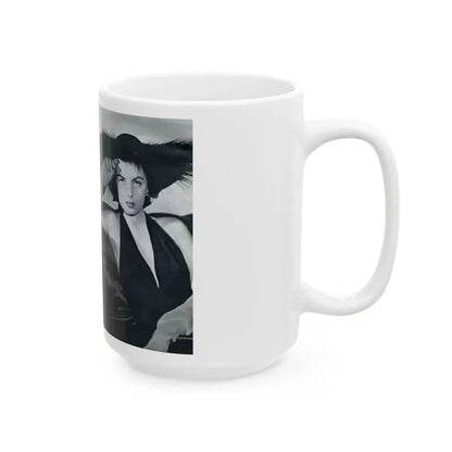 Faith Domergue #227 - [Pages 58 & 59] Pages 1 & 2 of 14+1 B&W Photo & Long Article on her from Pageant Digest Mag. April '51 (Vintage Female Icon) White Coffee Mug - Go Mug Yourself