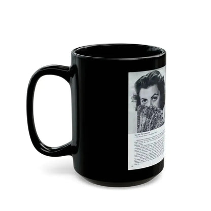 Faith Domergue #228 - [Pages 60 & 61] Pages 3 & 4 of 14+1 B&W Photo & Long Article on her from Pageant Digest Mag. April '51 (Vintage Female Icon) Black Coffee Mug - Go Mug Yourself