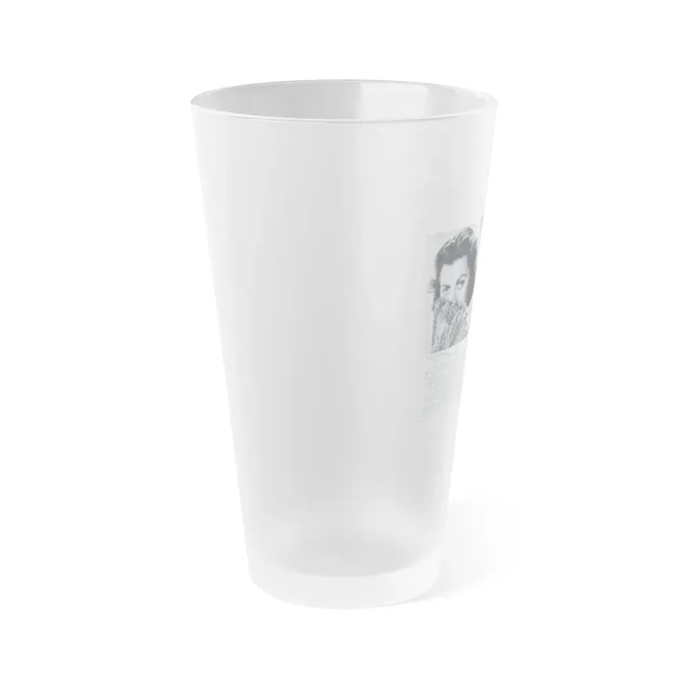 Faith Domergue #228 - Pages 60 & 61 Pages 3 & 4 of 14+1 B&W Photo & Long Article on her from Pageant Digest Mag. April '51 (Vintage Female Icon) Frosted Pint Glass 16oz - Go Mug Yourself