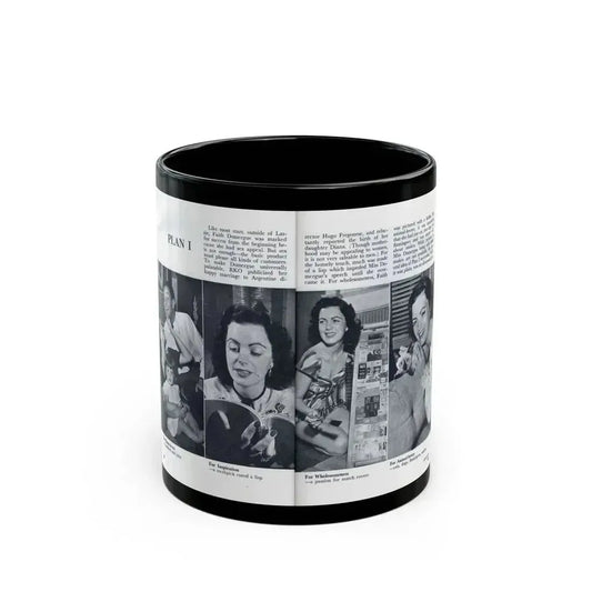 Faith Domergue #229 - [Pages 62 & 63] Pages 5 & 6 of 14+4 B&W Photos & Long Article on her from Pageant Digest Mag. April '51 (Vintage Female Icon) Black Coffee Mug 11oz - Go Mug Yourself