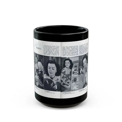 Faith Domergue #229 - [Pages 62 & 63] Pages 5 & 6 of 14+4 B&W Photos & Long Article on her from Pageant Digest Mag. April '51 (Vintage Female Icon) Black Coffee Mug 15oz - Go Mug Yourself