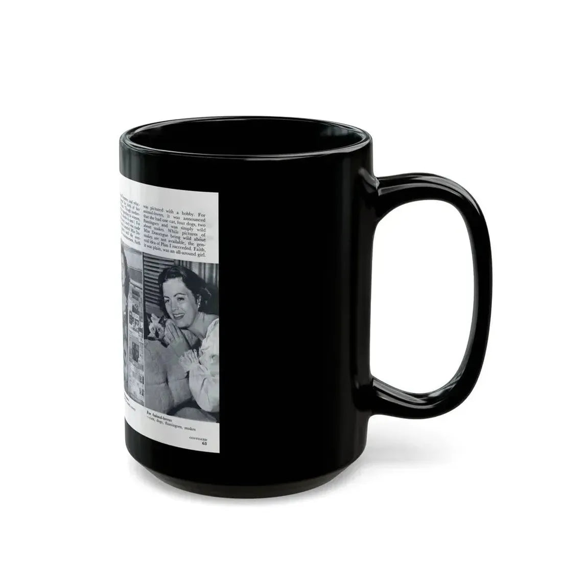 Faith Domergue #229 - [Pages 62 & 63] Pages 5 & 6 of 14+4 B&W Photos & Long Article on her from Pageant Digest Mag. April '51 (Vintage Female Icon) Black Coffee Mug - Go Mug Yourself