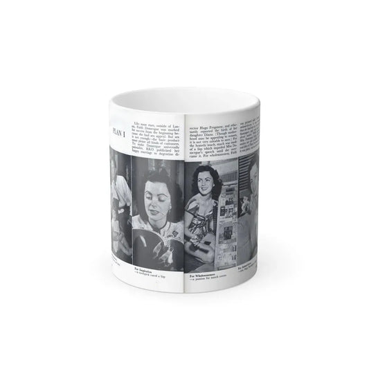 Faith Domergue #229 - [Pages 62 & 63] Pages 5 & 6 of 14+4 B&W Photos & Long Article on her from Pageant Digest Mag. April '51 (Vintage Female Icon) Color Changing Mug 11oz 11oz - Go Mug Yourself