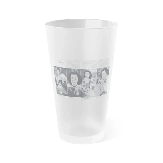 Faith Domergue #229 - Pages 62 & 63 Pages 5 & 6 of 14+4 B&W Photos & Long Article on her from Pageant Digest Mag. April '51 (Vintage Female Icon) Frosted Pint Glass 16oz 16oz Frosted - Go Mug Yourself