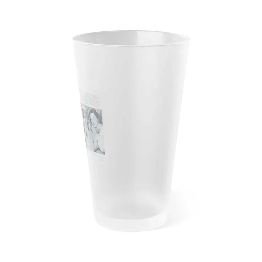 Faith Domergue #229 - Pages 62 & 63 Pages 5 & 6 of 14+4 B&W Photos & Long Article on her from Pageant Digest Mag. April '51 (Vintage Female Icon) Frosted Pint Glass 16oz - Go Mug Yourself