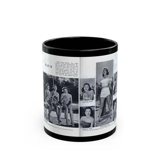 Faith Domergue #230 - [Pages 64 & 65] Pages 7 & 8 of 14+6 B&W Photos & Long Article on her from Pageant Digest Mag. April '51 (Vintage Female Icon) Black Coffee Mug 11oz - Go Mug Yourself