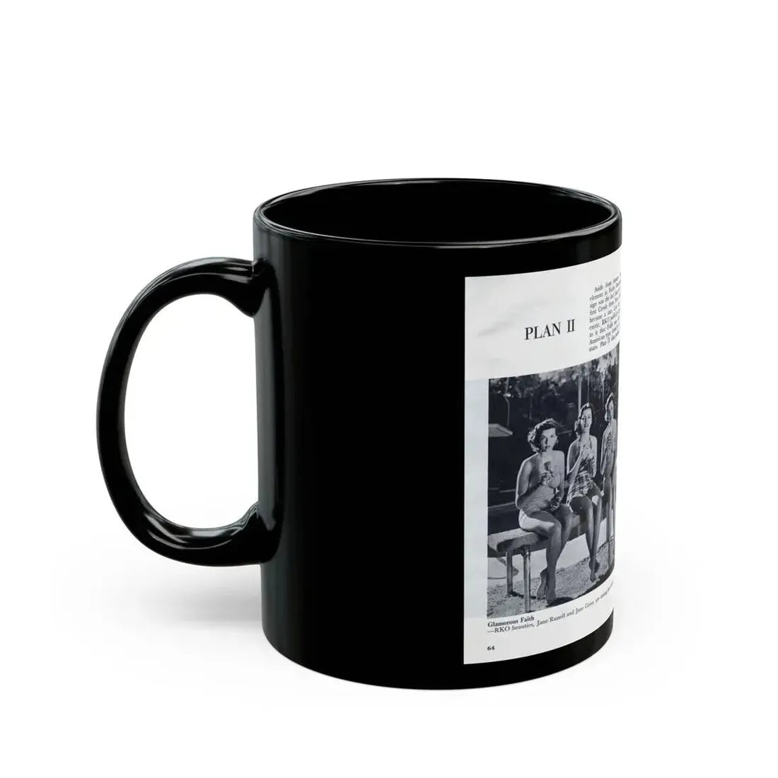 Faith Domergue #230 - [Pages 64 & 65] Pages 7 & 8 of 14+6 B&W Photos & Long Article on her from Pageant Digest Mag. April '51 (Vintage Female Icon) Black Coffee Mug - Go Mug Yourself