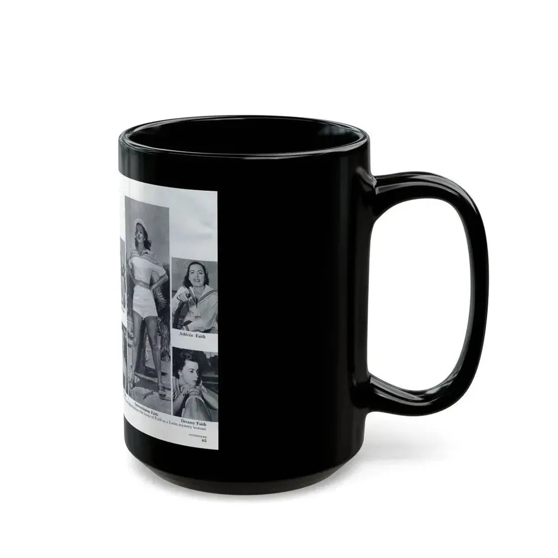 Faith Domergue #230 - [Pages 64 & 65] Pages 7 & 8 of 14+6 B&W Photos & Long Article on her from Pageant Digest Mag. April '51 (Vintage Female Icon) Black Coffee Mug - Go Mug Yourself