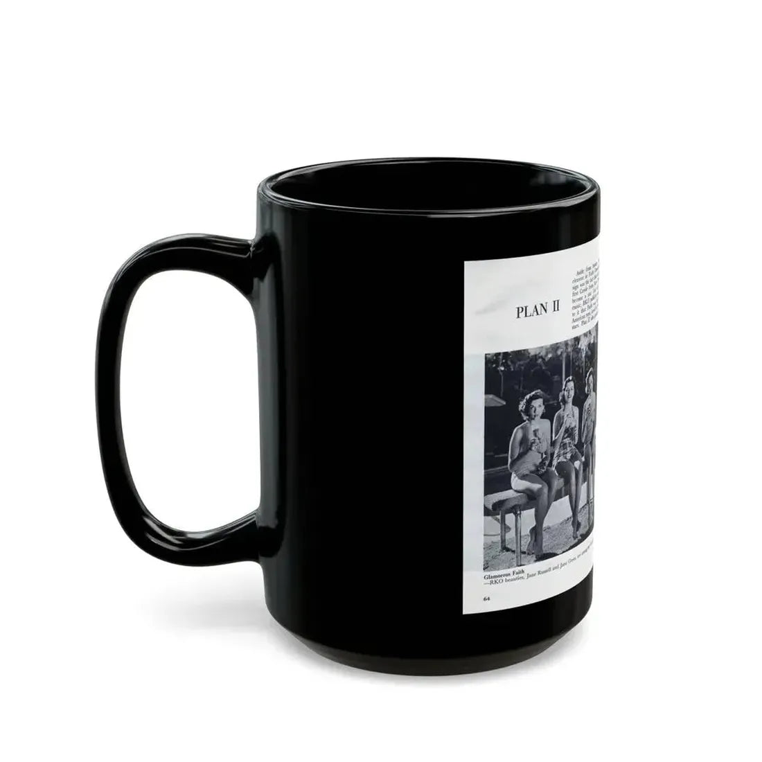 Faith Domergue #230 - [Pages 64 & 65] Pages 7 & 8 of 14+6 B&W Photos & Long Article on her from Pageant Digest Mag. April '51 (Vintage Female Icon) Black Coffee Mug - Go Mug Yourself