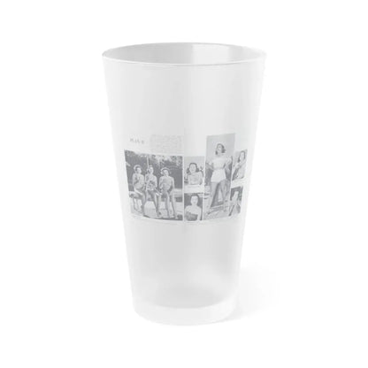 Faith Domergue #230 - Pages 64 & 65 Pages 7 & 8 of 14+6 B&W Photos & Long Article on her from Pageant Digest Mag. April '51 (Vintage Female Icon) Frosted Pint Glass 16oz 16oz Frosted - Go Mug Yourself