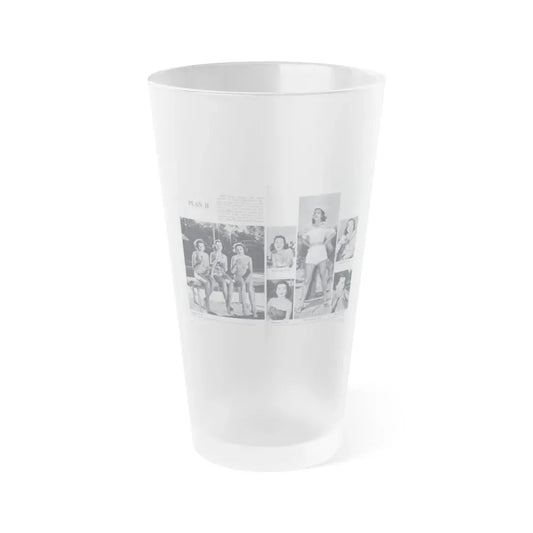 Faith Domergue #230 - Pages 64 & 65 Pages 7 & 8 of 14+6 B&W Photos & Long Article on her from Pageant Digest Mag. April '51 (Vintage Female Icon) Frosted Pint Glass 16oz 16oz Frosted - Go Mug Yourself