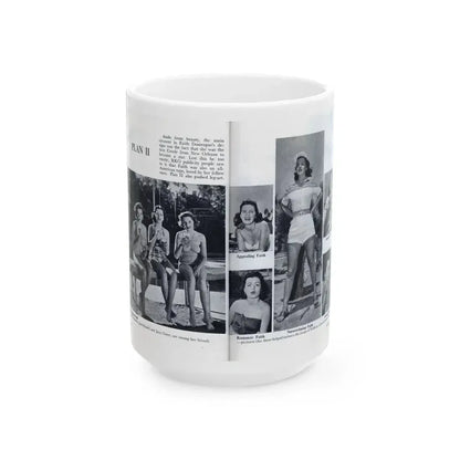 Faith Domergue #230 - [Pages 64 & 65] Pages 7 & 8 of 14+6 B&W Photos & Long Article on her from Pageant Digest Mag. April '51 (Vintage Female Icon) White Coffee Mug 15oz - Go Mug Yourself