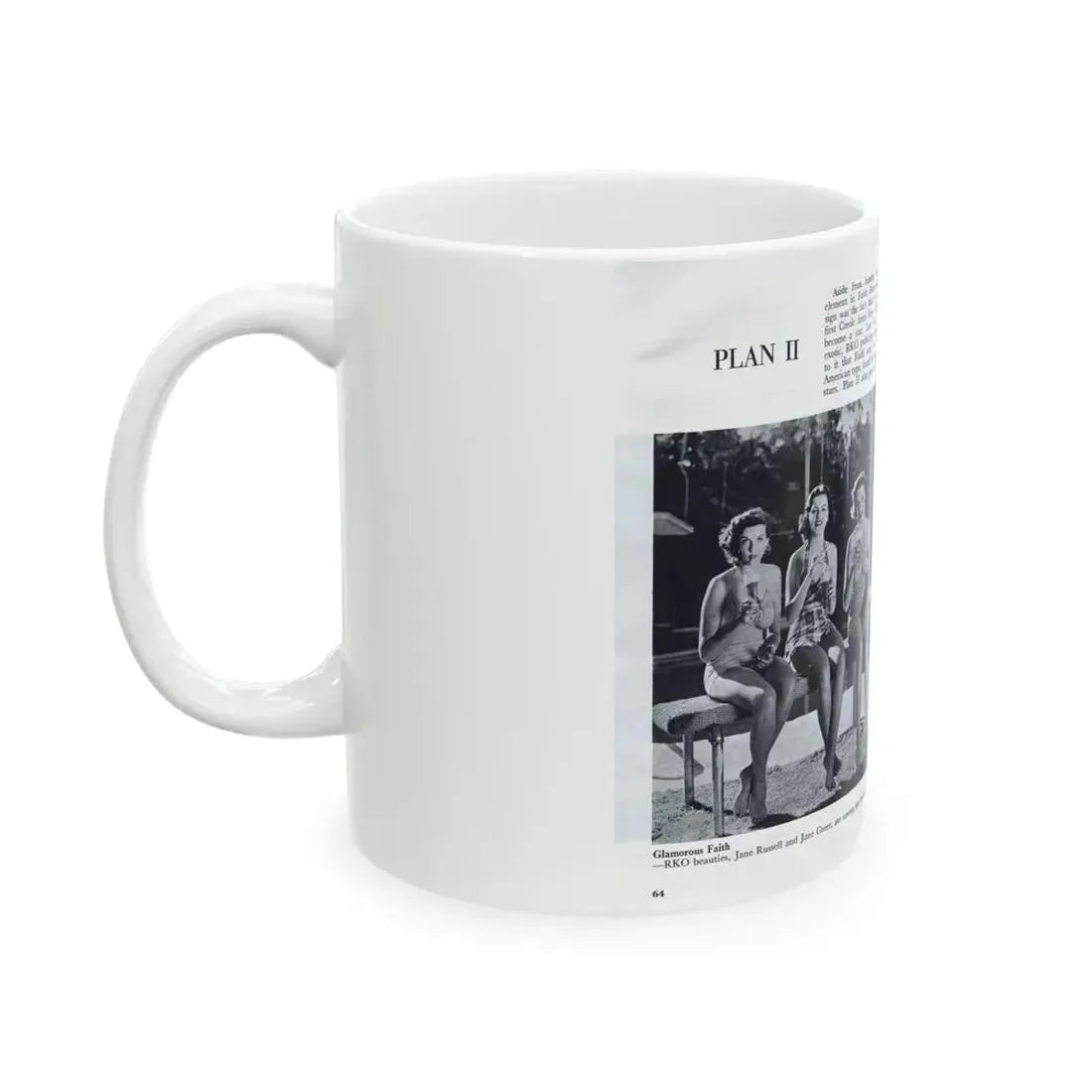 Faith Domergue #230 - [Pages 64 & 65] Pages 7 & 8 of 14+6 B&W Photos & Long Article on her from Pageant Digest Mag. April '51 (Vintage Female Icon) White Coffee Mug - Go Mug Yourself