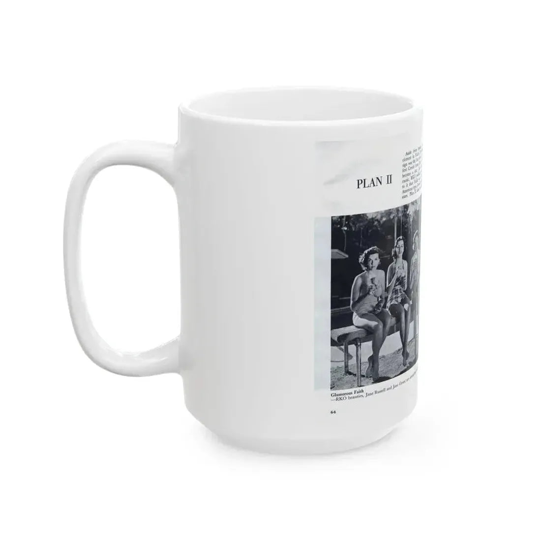 Faith Domergue #230 - [Pages 64 & 65] Pages 7 & 8 of 14+6 B&W Photos & Long Article on her from Pageant Digest Mag. April '51 (Vintage Female Icon) White Coffee Mug - Go Mug Yourself
