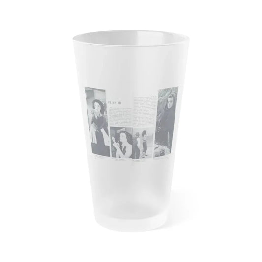 Faith Domergue #231 - Pages 66 & 67 Pages 9 & 10 of 14+4 B&W Photos & Long Article on her from Pageant Digest Mag. April '51 (Vintage Female Icon) Frosted Pint Glass 16oz 16oz Frosted - Go Mug Yourself