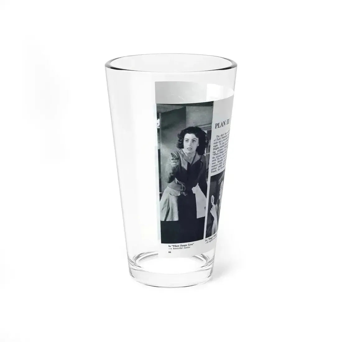 Faith Domergue #231 - Pages 66 & 67 Pages 9 & 10 of 14+4 B&W Photos & Long Article on her from Pageant Digest Mag. April '51 (Vintage Female Icon) Pint Glass 16oz - Go Mug Yourself