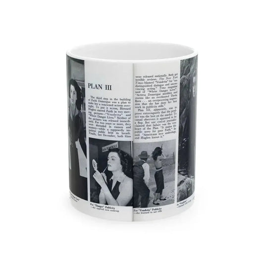 Faith Domergue #231 - [Pages 66 & 67] Pages 9 & 10 of 14+4 B&W Photos & Long Article on her from Pageant Digest Mag. April '51 (Vintage Female Icon) White Coffee Mug 11oz - Go Mug Yourself