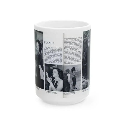 Faith Domergue #231 - [Pages 66 & 67] Pages 9 & 10 of 14+4 B&W Photos & Long Article on her from Pageant Digest Mag. April '51 (Vintage Female Icon) White Coffee Mug 15oz - Go Mug Yourself