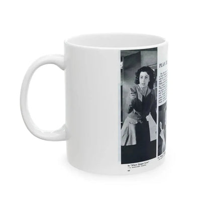 Faith Domergue #231 - [Pages 66 & 67] Pages 9 & 10 of 14+4 B&W Photos & Long Article on her from Pageant Digest Mag. April '51 (Vintage Female Icon) White Coffee Mug - Go Mug Yourself
